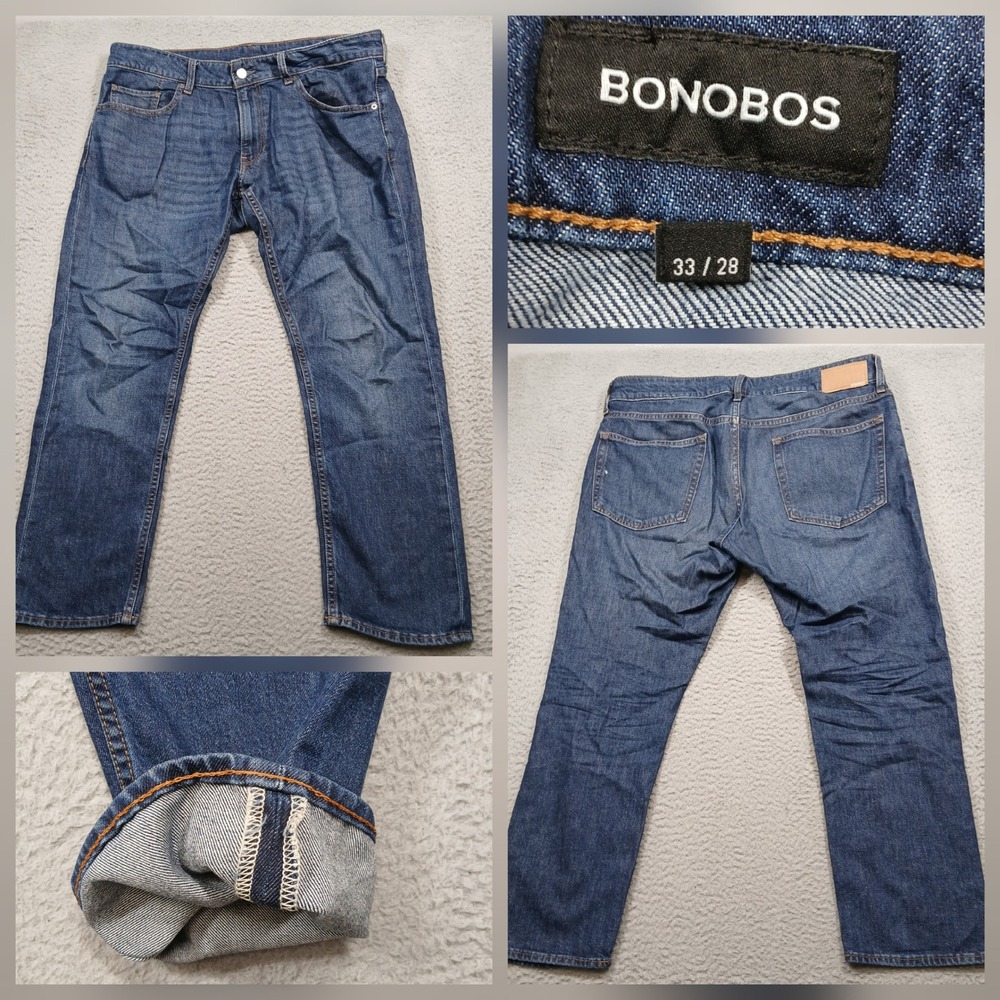 Bonobos Denim Jeans Men's 33x28 Dark Wash Premium Cotton